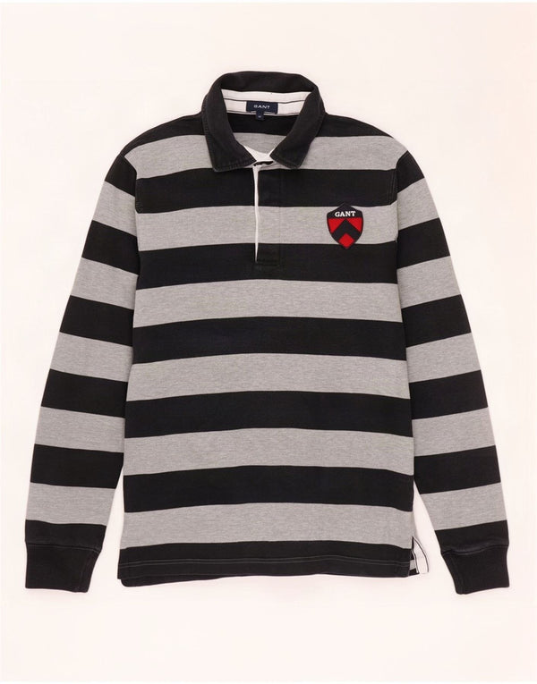 Gant Polo De Rugby De Manga Larga De Algodón A Rayas Negro Mediano Hombre