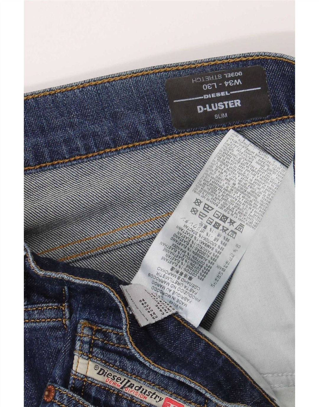 Diesel Hombre D-Luster Slim Jeans W34 L30 Algodón Azul
