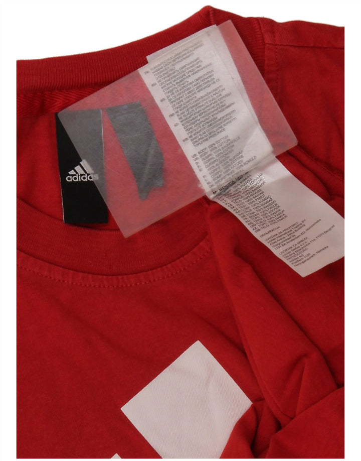 Adidas - Camiseta gráfica para hombre, talla pequeña, algodón rojo