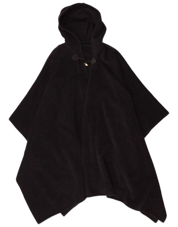 Vintage mujer con capucha Poncho abrigo un tamaño negro
