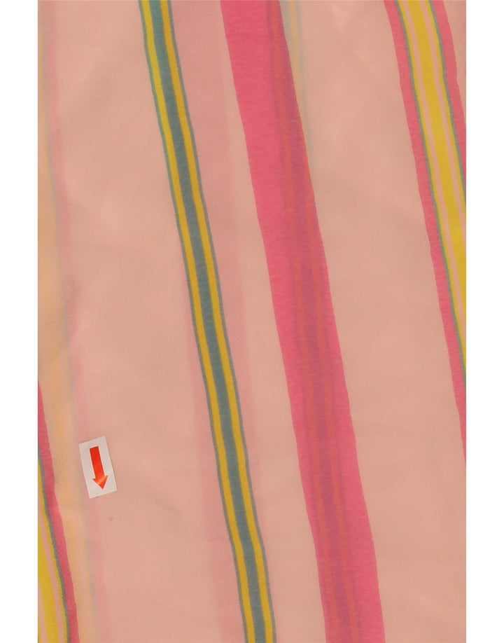 Vintage mujer 3/4 manga ver a través de vestido de cambio Reino Unido 12 rayas rosa medio