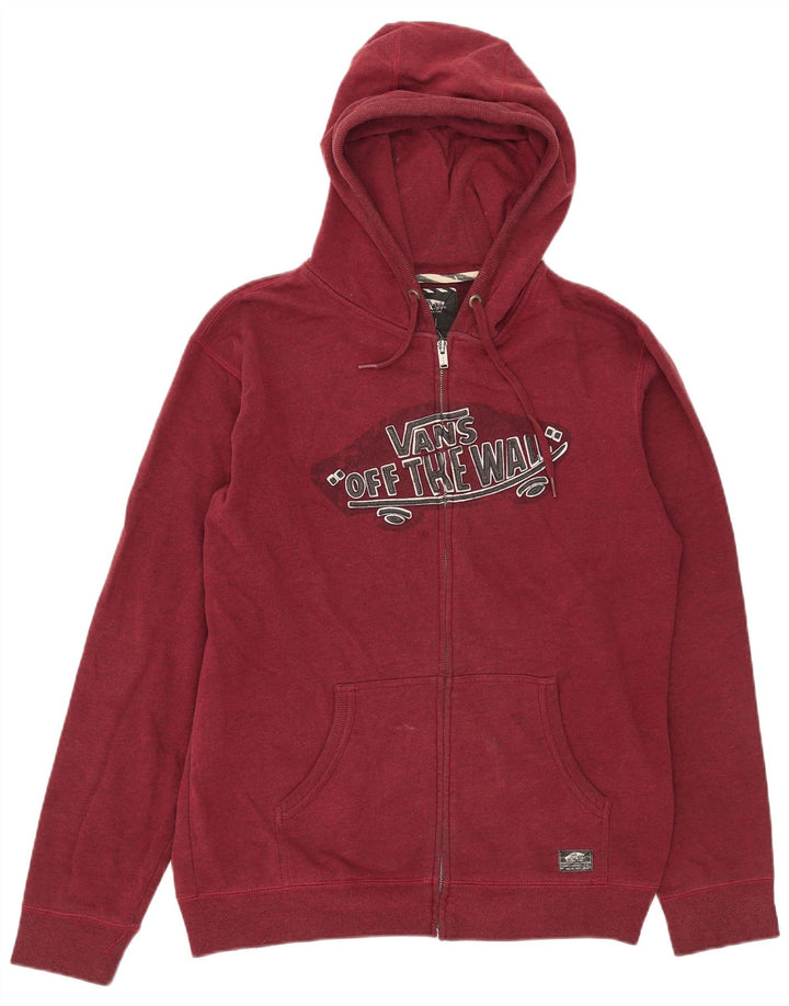 Vans Hombre Sudadera con capucha y cremallera gráfica de algodón burdeos medio