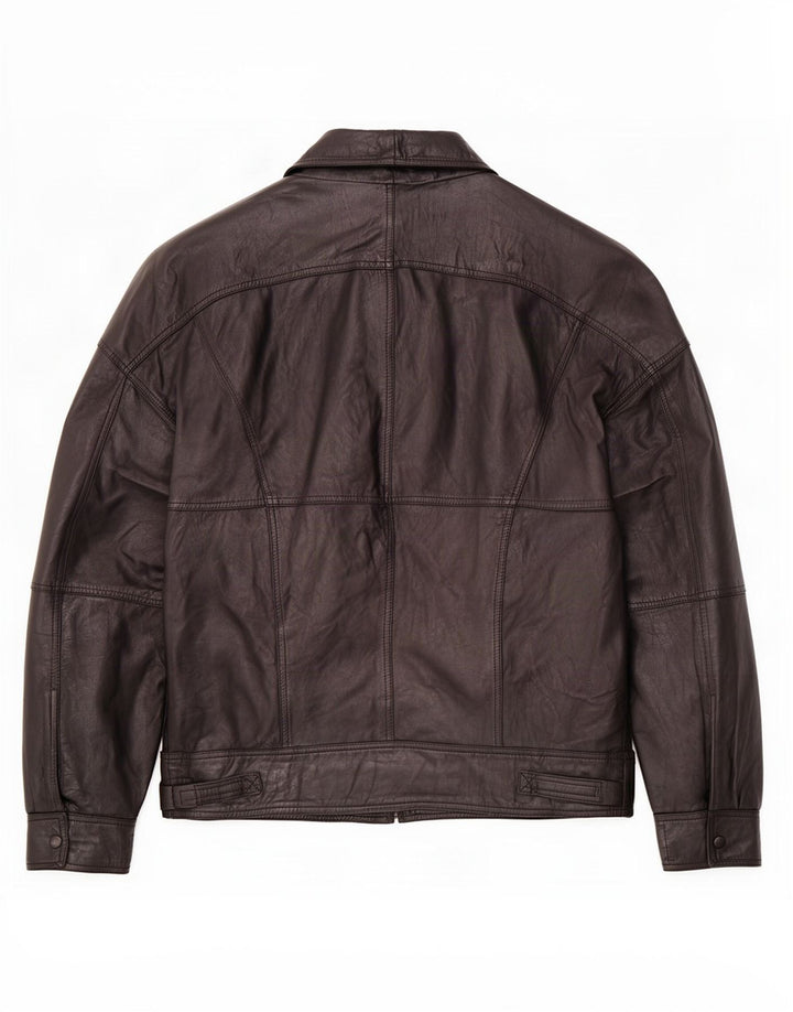 Chaqueta de cuero vintage para hombre IT 52 XL Negro