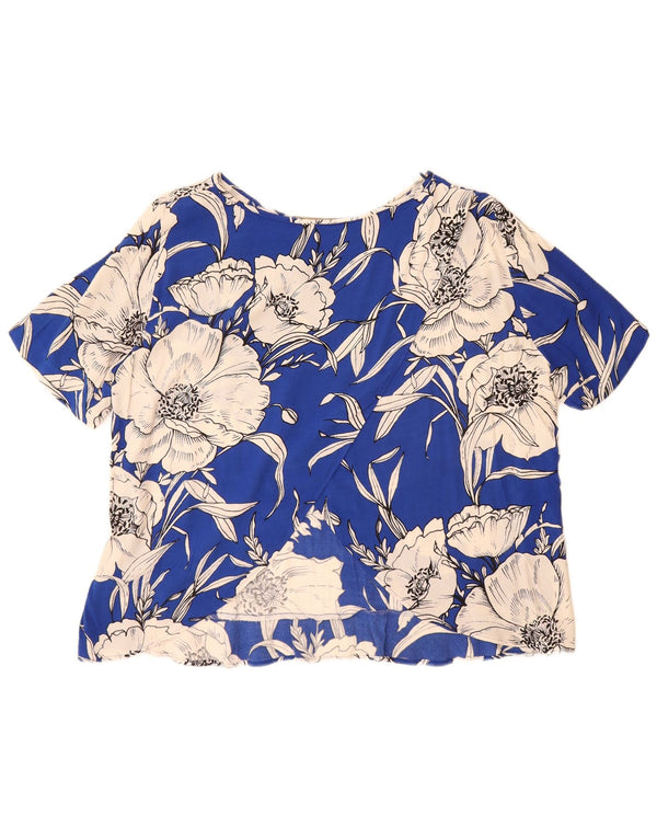 ZARA Blusa extragrande para mujer Top UK 46 Large Azul Floral