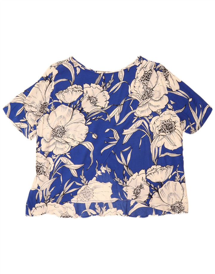 ZARA Blusa extragrande para mujer Top UK 46 Large Azul Floral