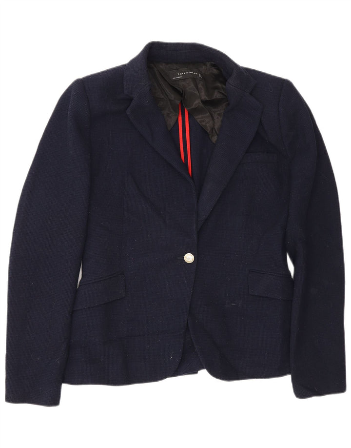 Zara Chaqueta Blazer De 1 Botón Para Mujer UK 44 Grande Poliéster Azul Marino