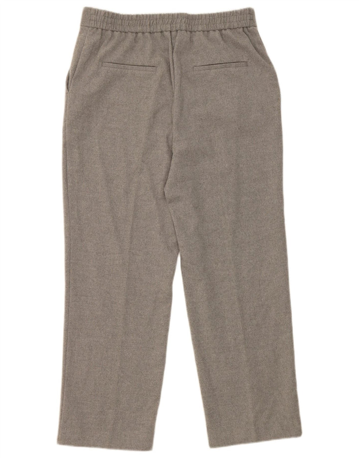 Zara Mujer Pantalón Recto Cropped Mediano W28 L25 Poliéster Gris