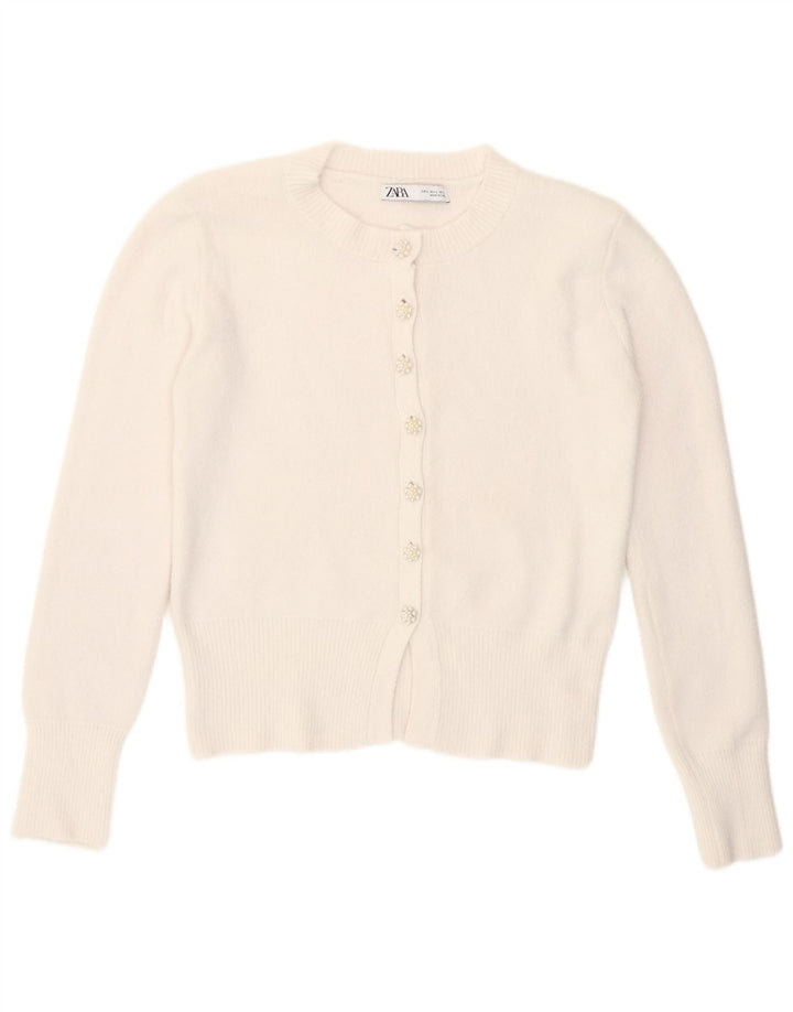 Zara Mujer Cárdigan Suéter UK 44 Grande Blanco