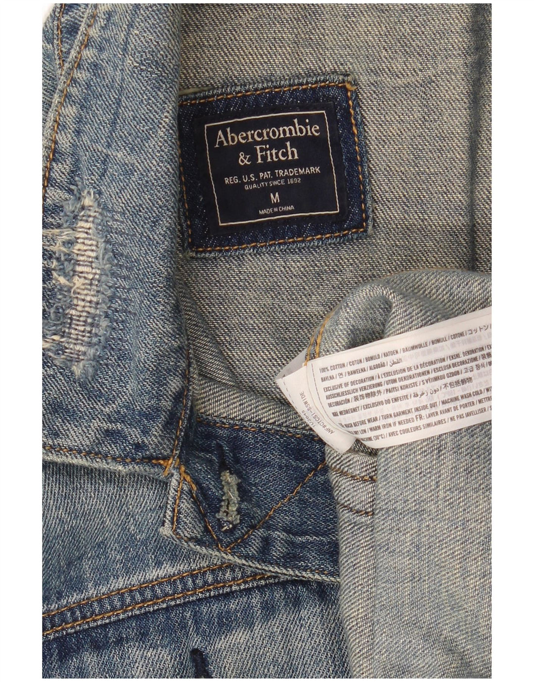 ABERCROMBIE & FITCH Chaqueta vaquera extragrande para mujer UK 44 Algodón azul medio