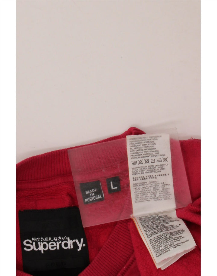 SUPERDRY Hombre Sudadera con gráfico tipo jersey de algodón rosa grande
