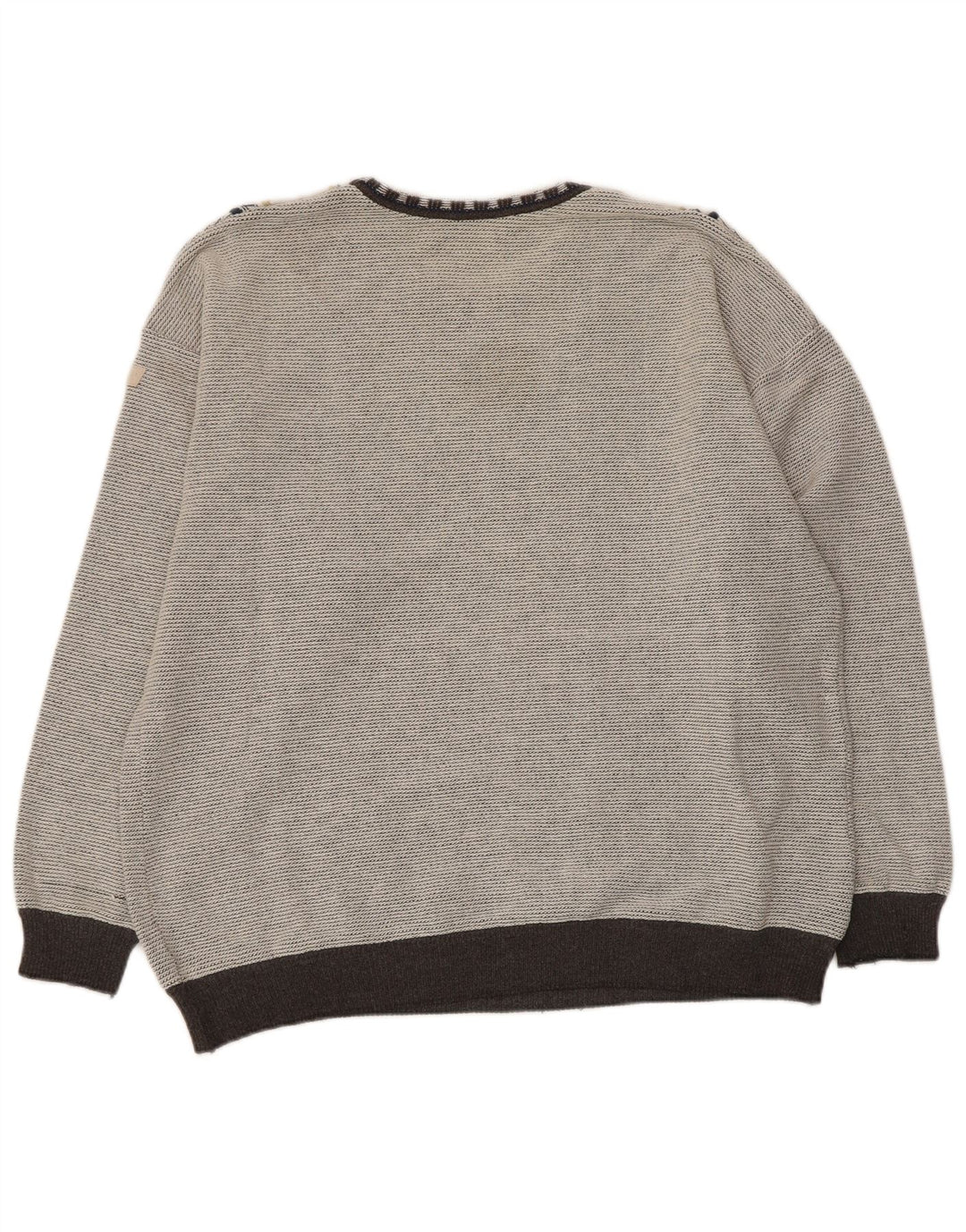 Bueckle Jersey con cuello barco para hombre, suéter grande gris geométrico