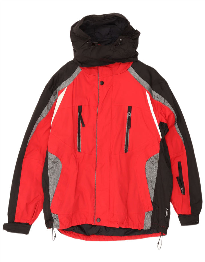 VINTAGE Chaqueta de esquí con capucha para hombre Reino Unido 38 Poliamida en bloque de color rojo medio