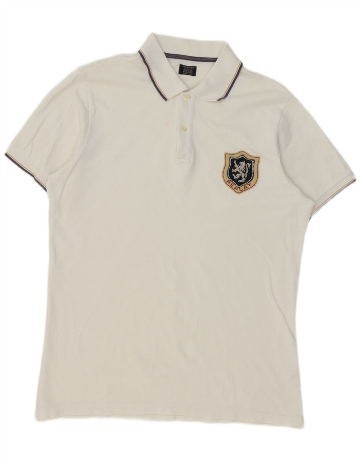 Replay Polo Hombre XL Blanco Algodón Clásico