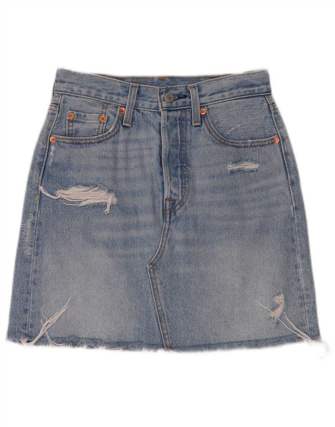 LEVI'S Falda vaquera desgastada para mujer W25 XS Algodón azul