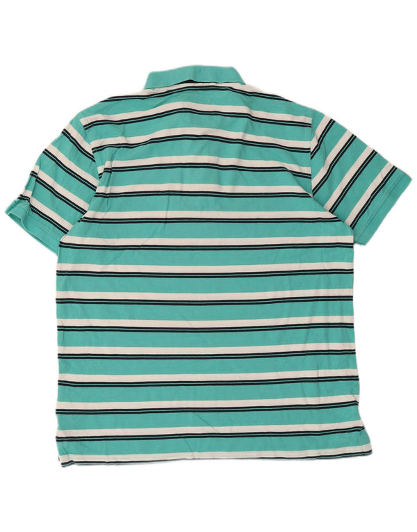 Crew Clothing Polo para hombre XL Algodón a rayas turquesa