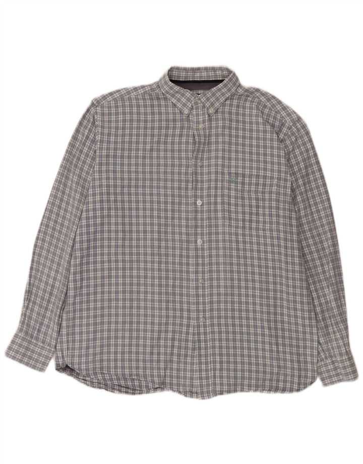 Camisa de franela para hombre James Pringle de algodón a cuadros grises grandes