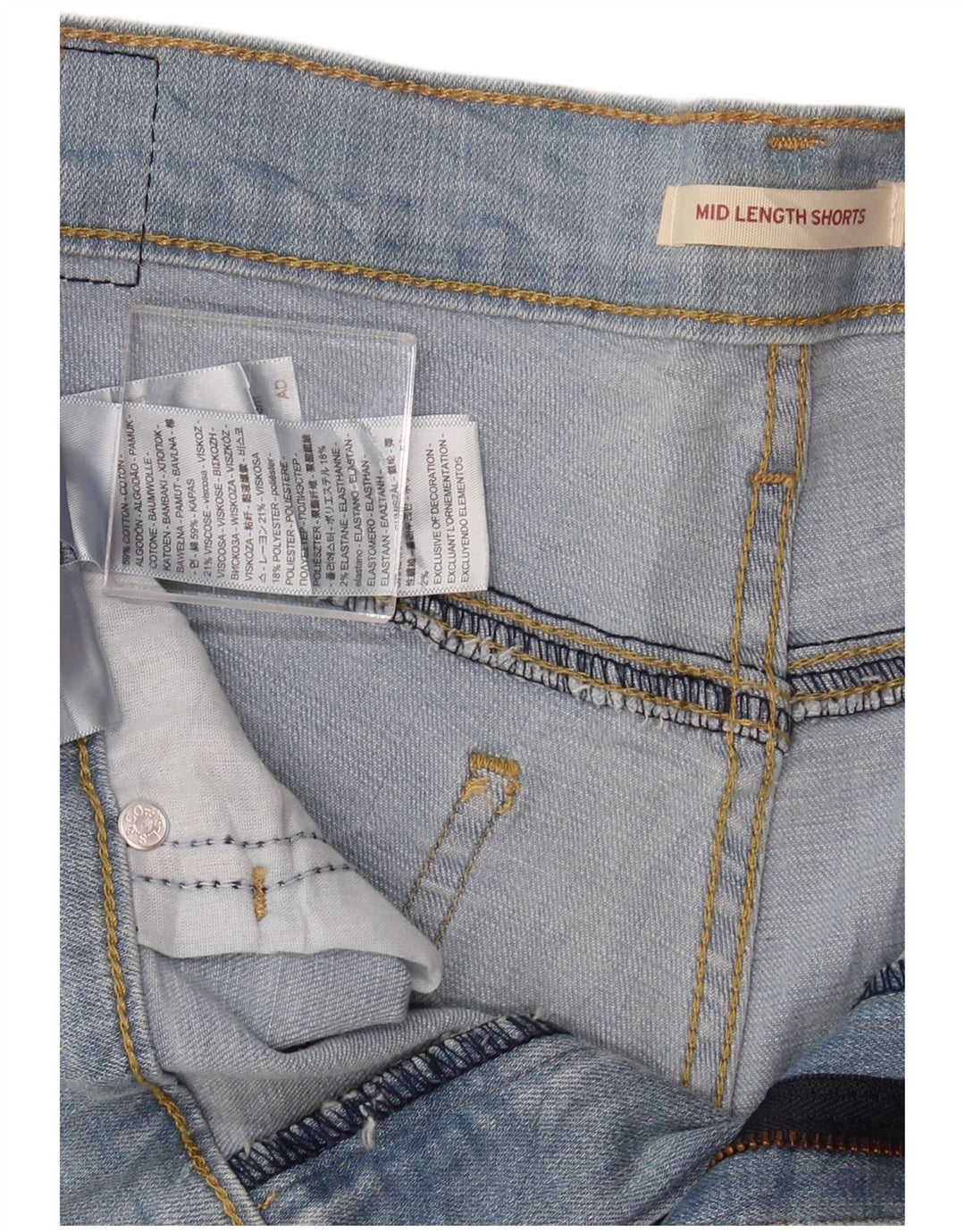 LEVI'S Pantalones cortos vaqueros de talle medio para mujer W31 Algodón azul medio