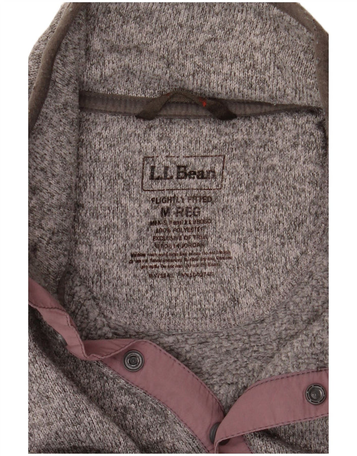 L.L.Bean Suéter tipo jersey con cuello y botones para hombre Poliéster moteado gris medio