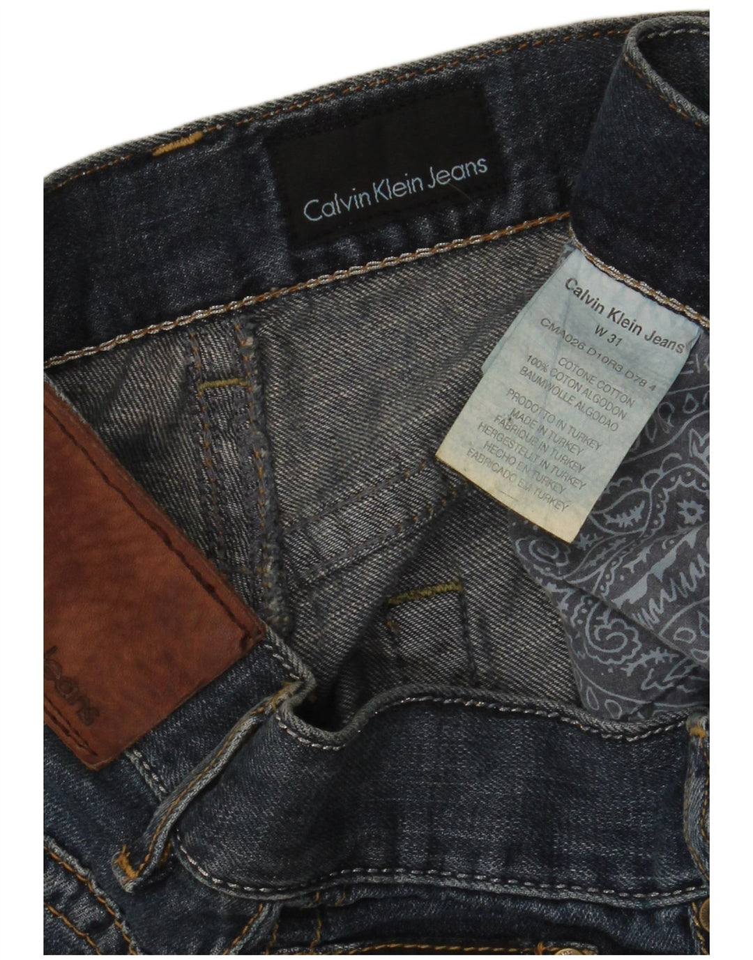 Calvin Klein Jeans rectos desgastados para hombre W31 L28 Algodón azul