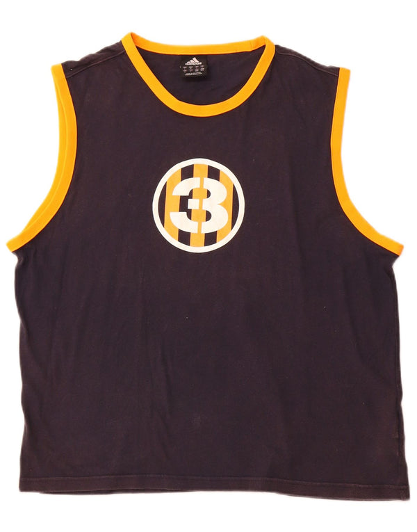 ADIDAS Hombre Graphic Vest Top Grande Azul Marino Algodón Deportes