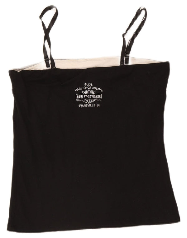 Harley Davidson Top corto gráfico para mujer UK 14 Grande Algodón negro