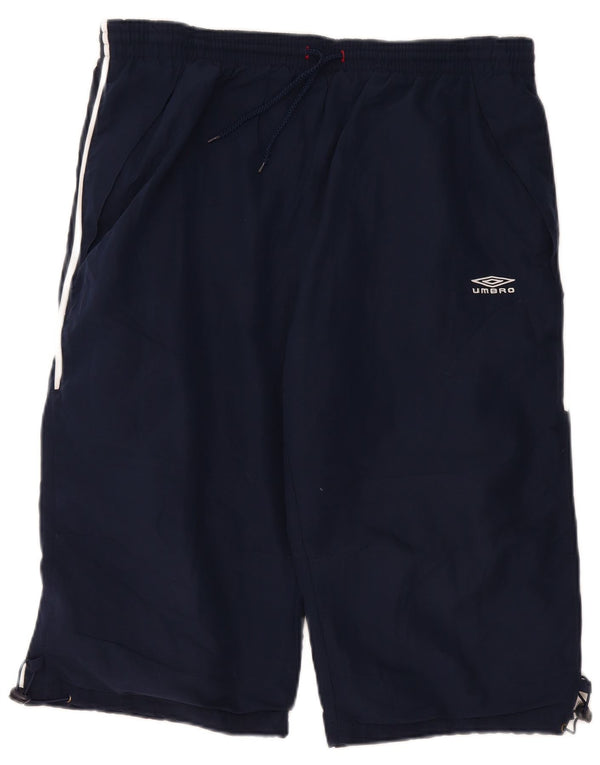 Umbro Womens Graphic Bermuda Sport Shorts UK 16 Large Navy Blue Polyester
