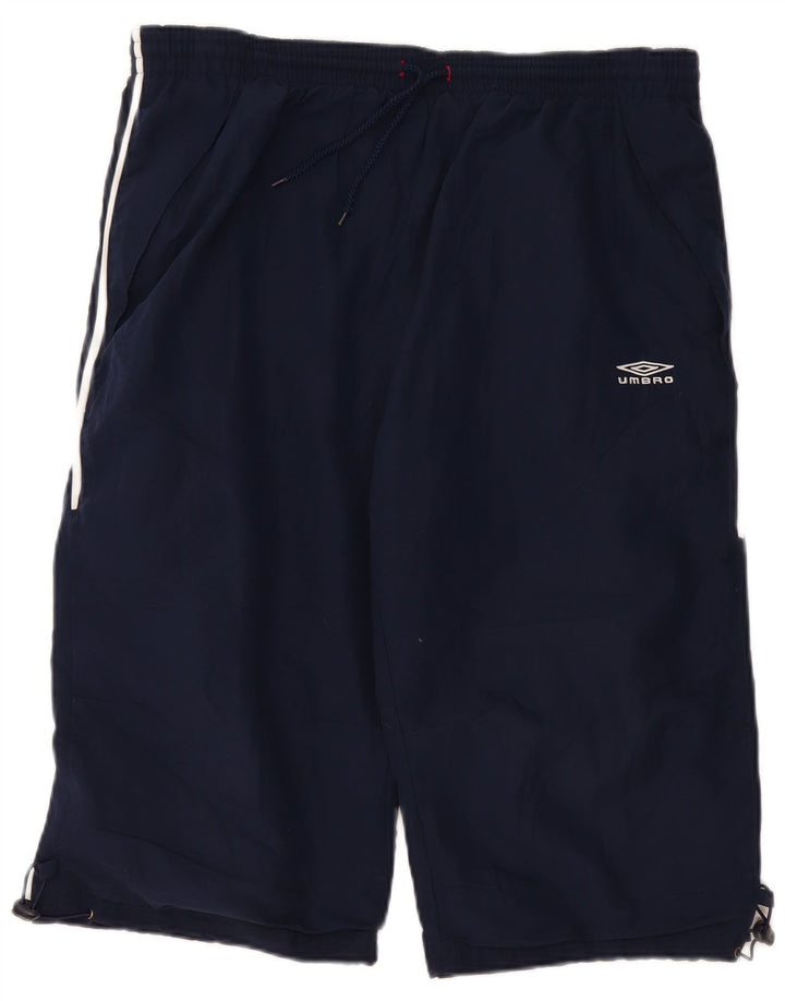 Umbro Womens Graphic Bermuda Sport Shorts UK 16 Large Navy Blue Polyester