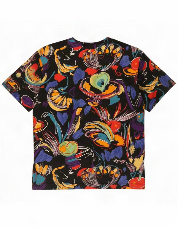 Camiseta vintage con estampado abstracto para mujer UK 10 Small Multicolor