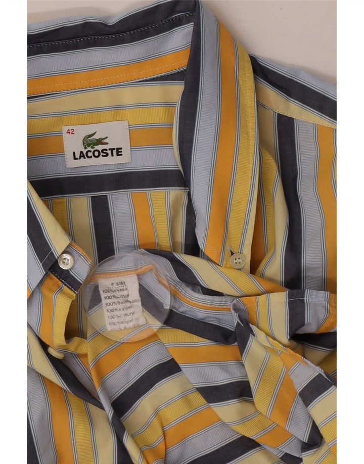Camisa Lacoste Hombre Manga Corta Talla 42 Grande Algodón Rayas Multicolor
