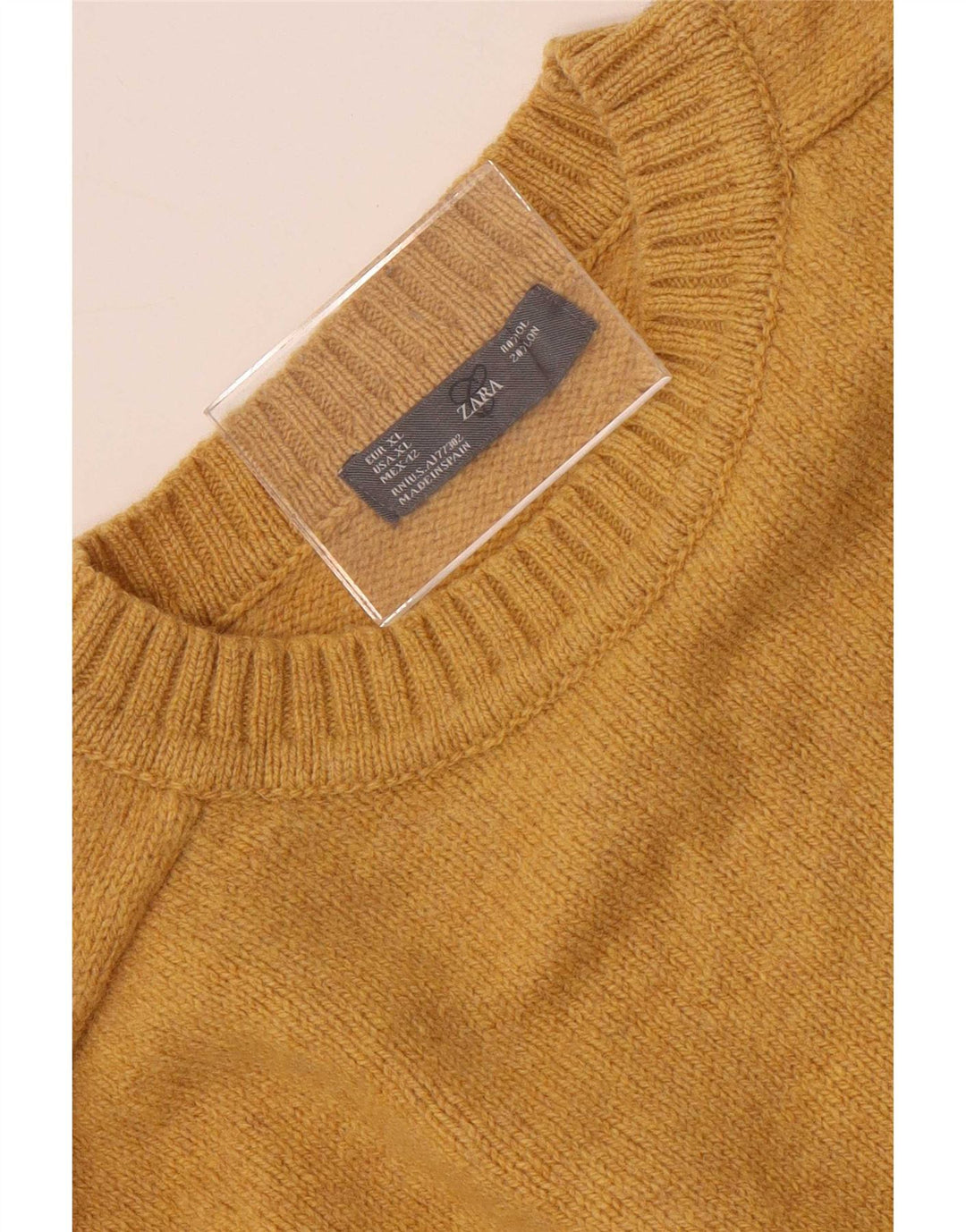 Zara Hombre Jersey Cuello Redondo Jersey XL Lana Amarilla