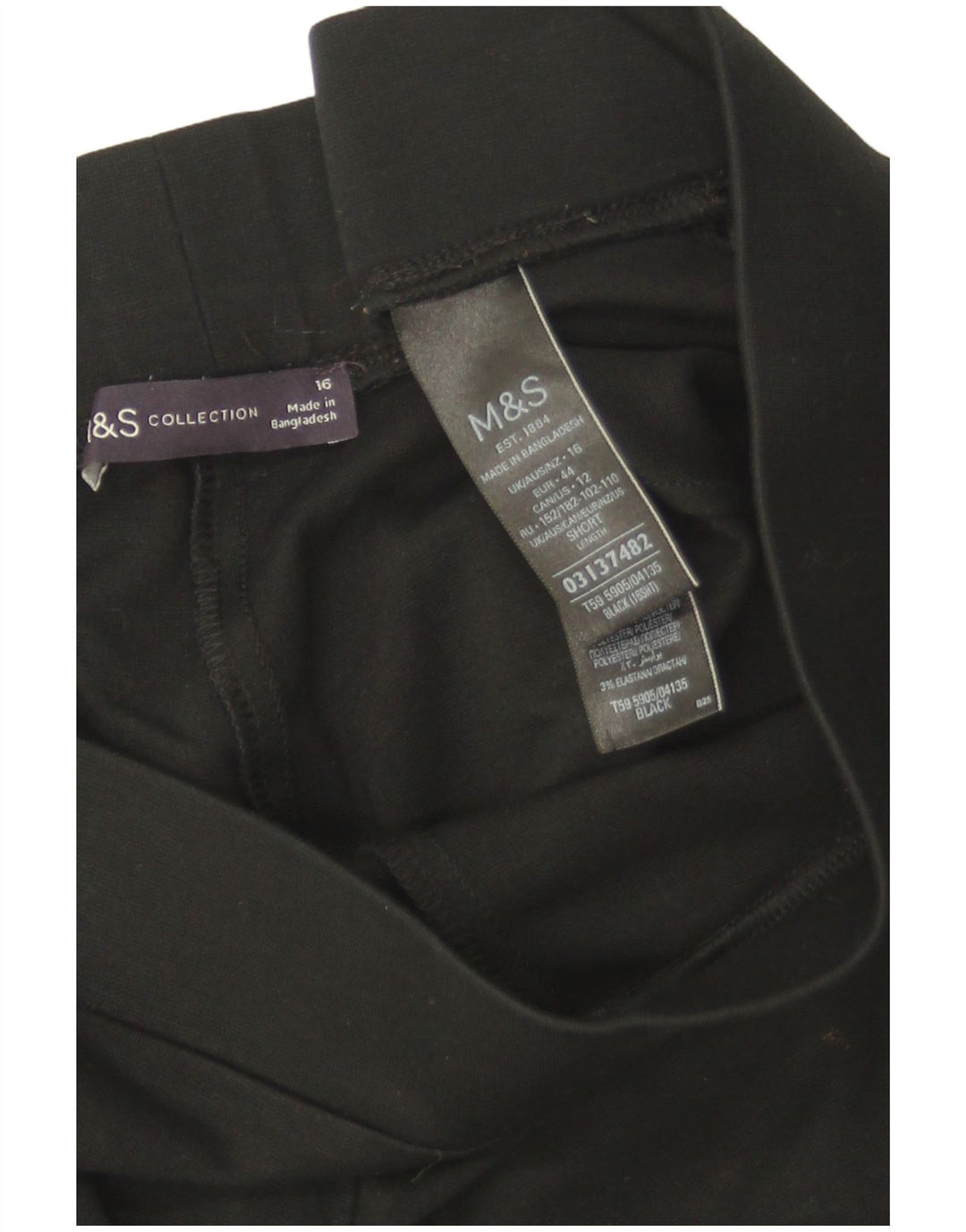 Marks & Spencer Leggings cortos para mujer UK 46 Large Viscosa negra