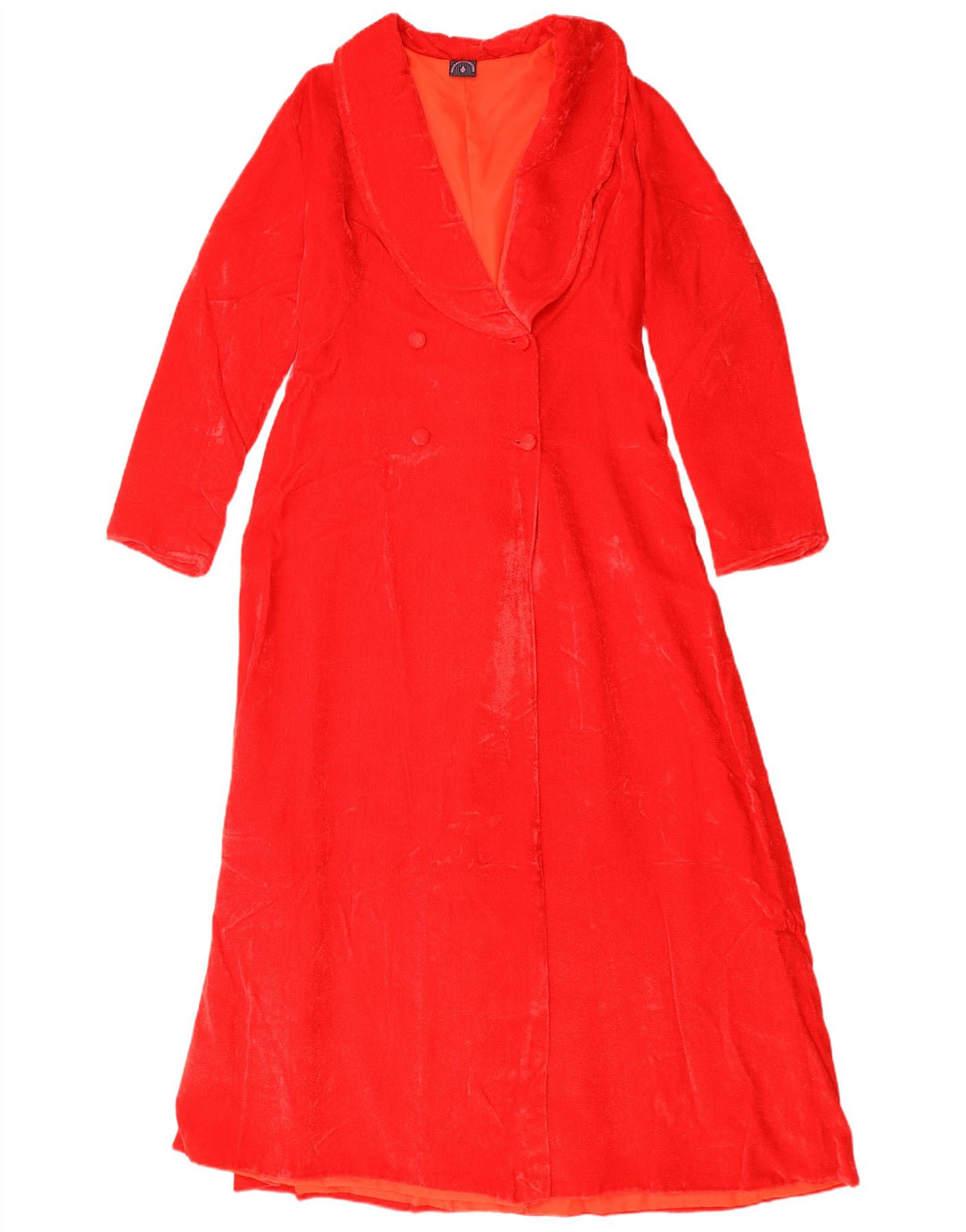 Vintage mujeres Velour doble pecho abrigo Reino Unido 12 rojo medio