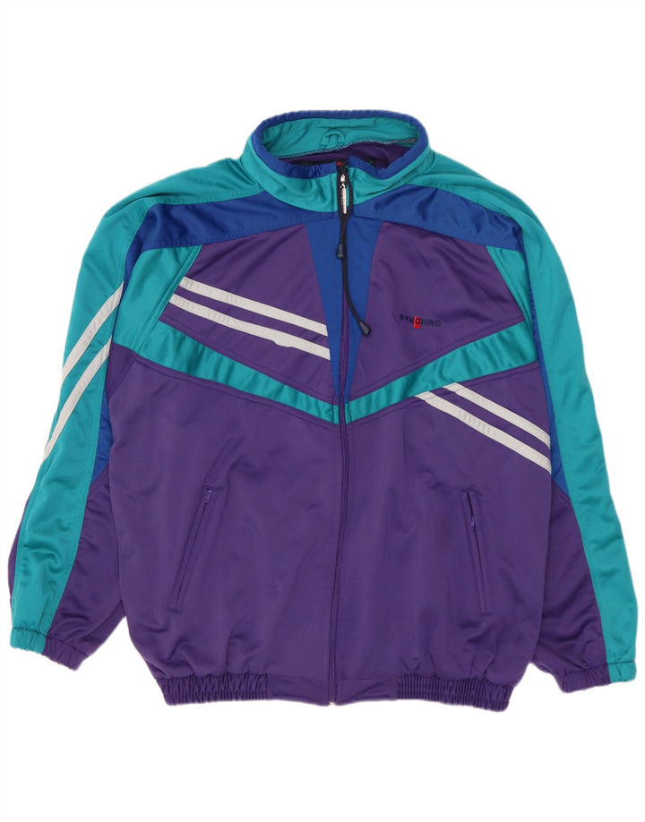Synchro Hombre Chándal Top Chaqueta Grande Púrpura Colorblock Poliéster