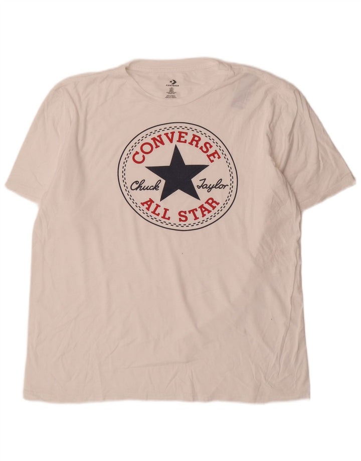Converse - Camiseta gráfica para hombre, talla grande, algodón blanco