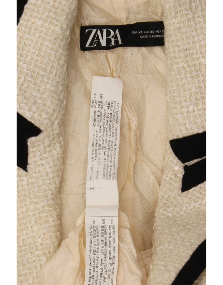 Zara Chaqueta Blazer De Doble Botonadura para Mujer UK 6 XS Off White Poliéster