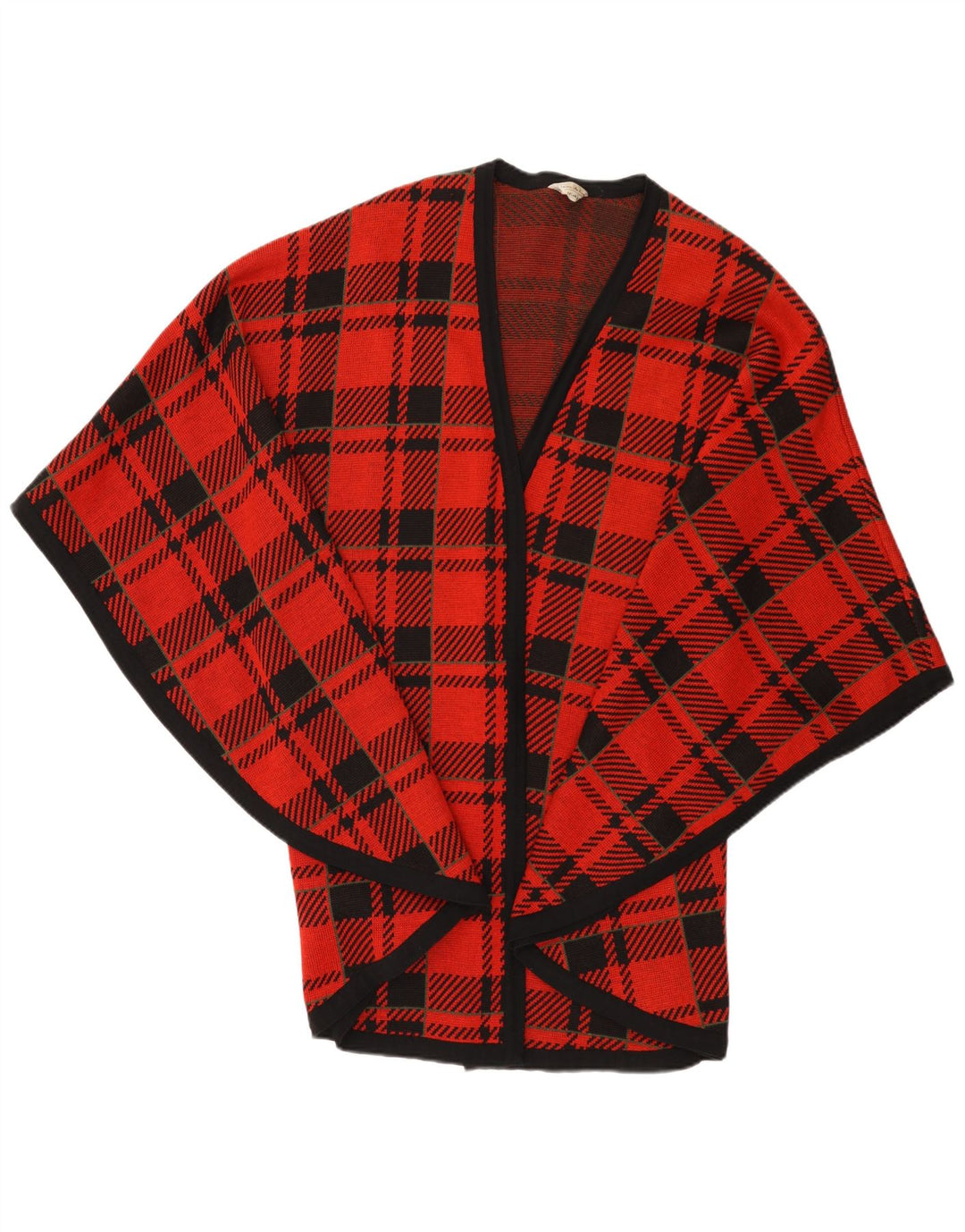Vintage mujer cabo cardigan suéter un tamaño rojo comprobar lana