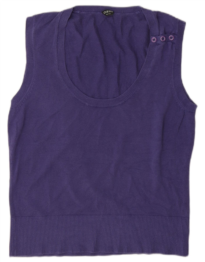 Oasis Mujer Chaleco Top UK 40 Grande Azul Marino Algodón