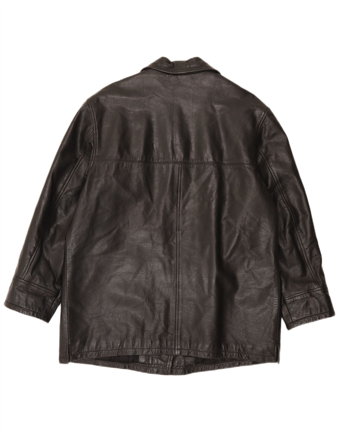 Abrigo de cuero vintage para mujer IT 48 XL Negro