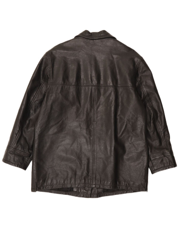 Abrigo de cuero vintage para mujer IT 48 XL Negro