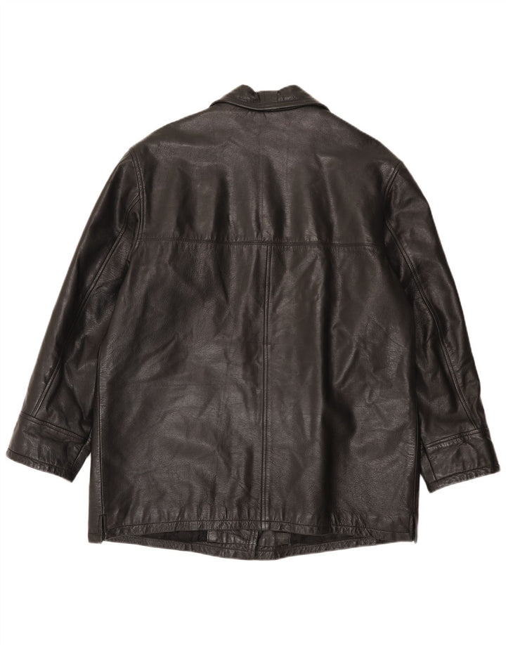 Abrigo de cuero vintage para mujer IT 48 XL Negro