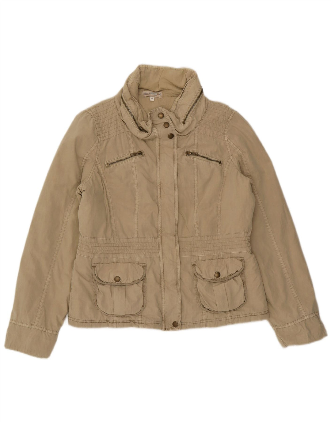 Marks & Spencer Chaqueta utilitaria con capucha para mujer Reino Unido 12 Algodón beige medio