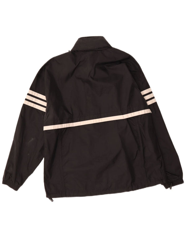 Adidas Chaqueta impermeable con capucha para hombre UK 40/42 Medium Black Colourblock Nylon
