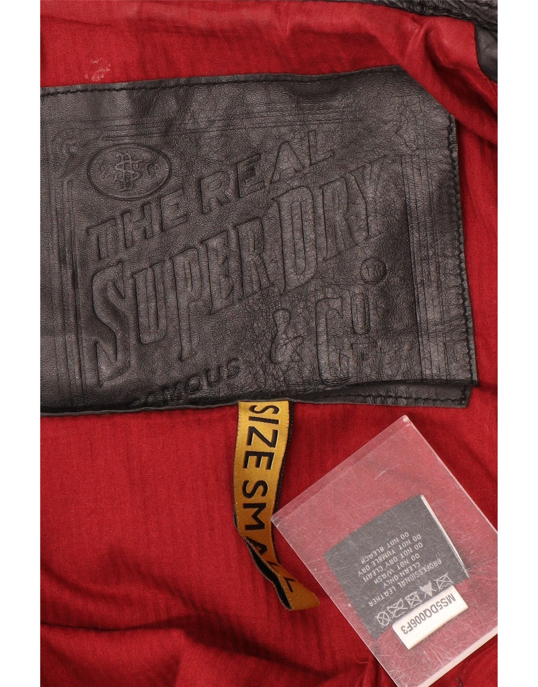 Superdry Chaqueta de cuero militar para hombre UK 36 Small Black Leather