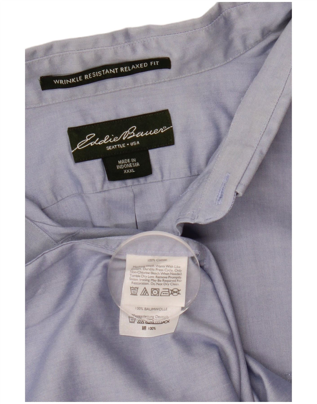 EDDIE BAUER Camisa de manga corta para hombre, ajuste relajado, 3XL, algodón azul