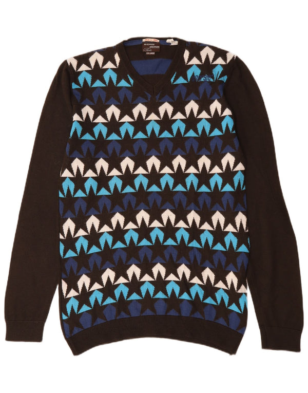 Energie Suéter con Cuello en V y Estampado Abstracto para Hombre Lana Multicolor 2XL
