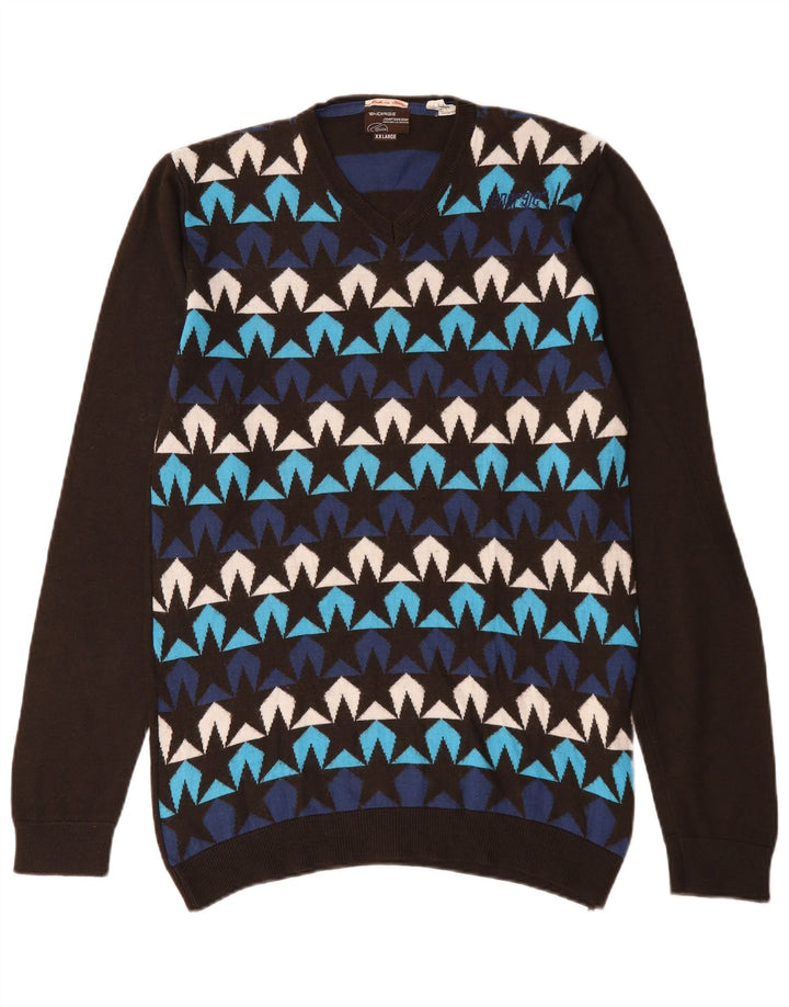 Energie Suéter con Cuello en V y Estampado Abstracto para Hombre Lana Multicolor 2XL