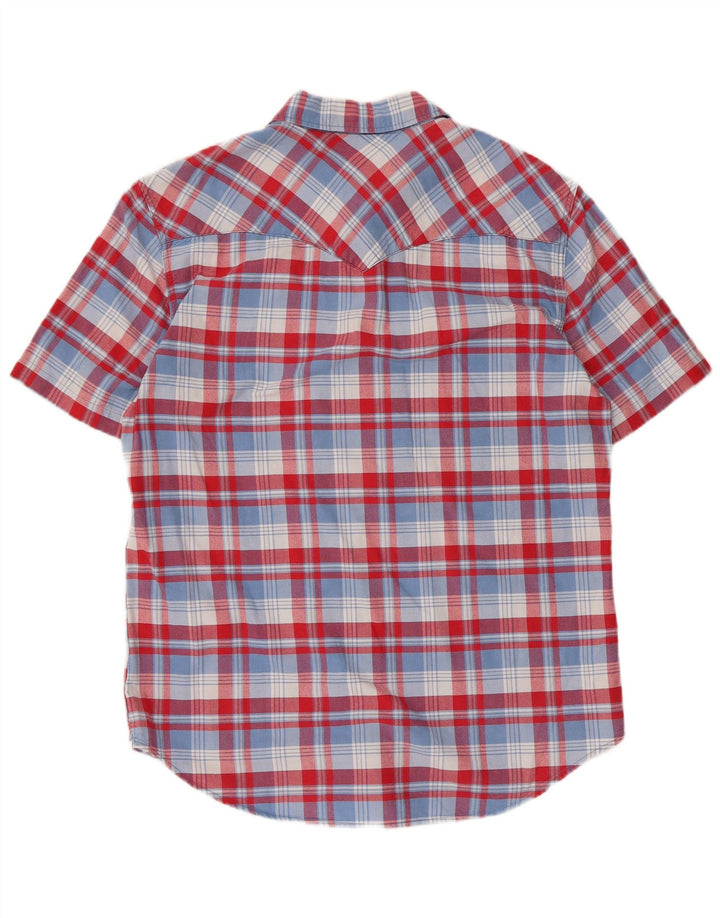 Levi's Camisa ajustada de manga corta para hombre de algodón a cuadros rojos grandes