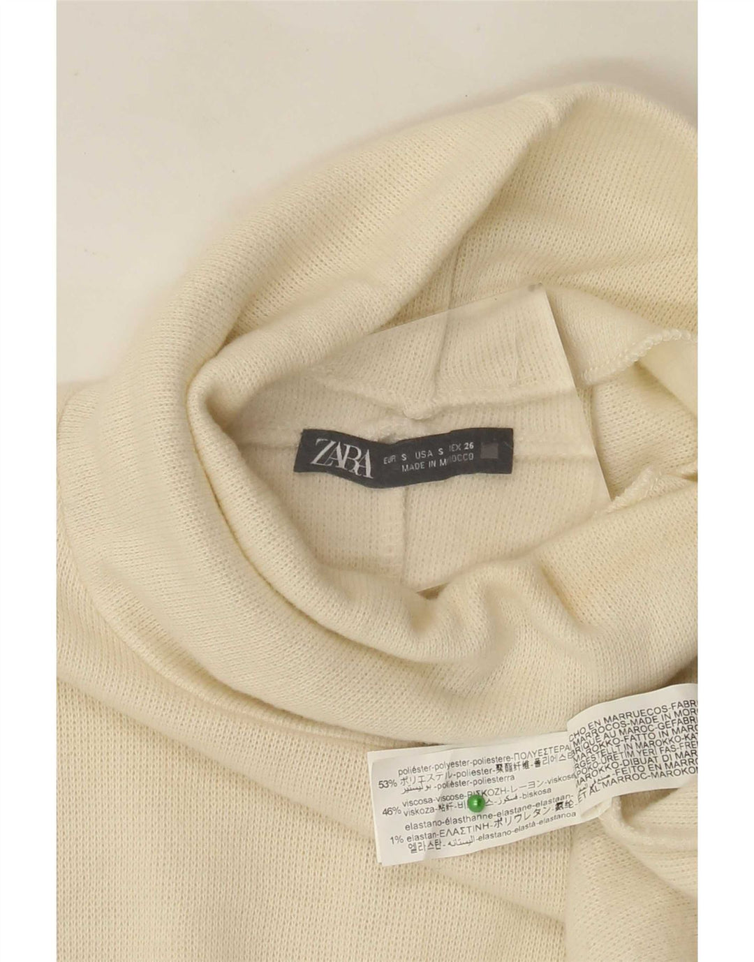 Zara Mujer Vestido Jersey UK 10 Pequeño Poliéster Beige