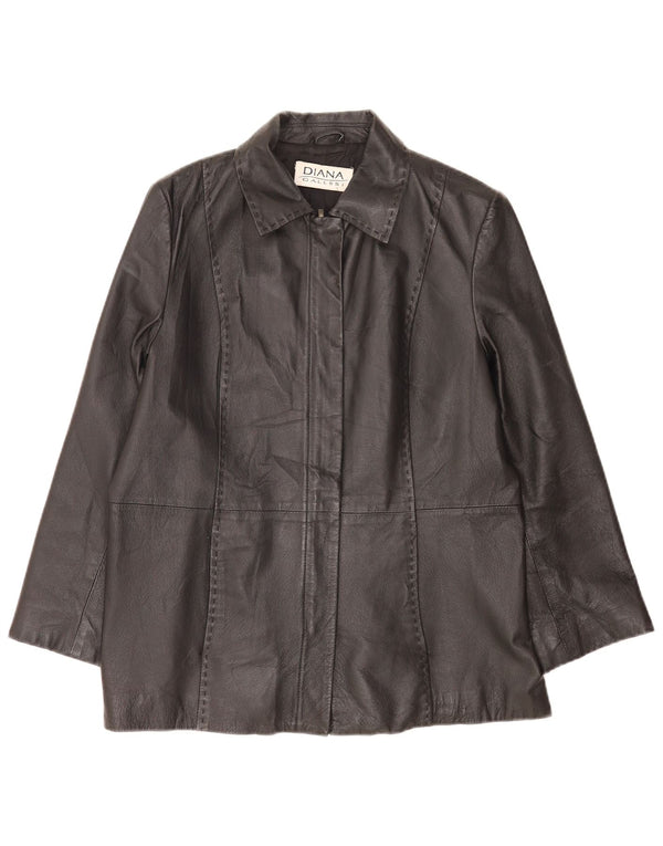 Diana Gallesi Chaqueta de cuero para mujer UK 44 Grande Negro