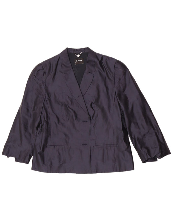 Gattinoni Chaqueta Blazer de Manga 3/4 para Mujer UK 20 2XL Seda Azul Marino